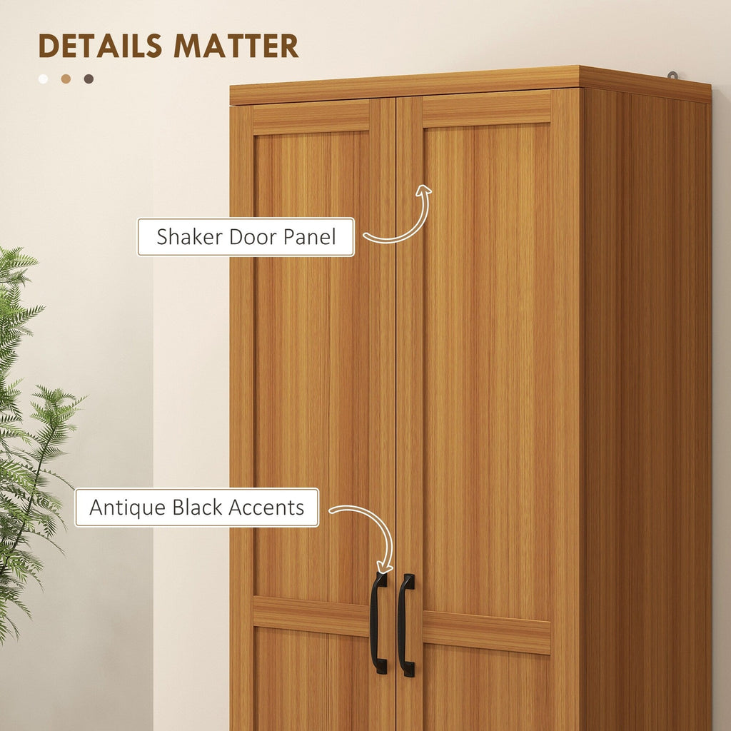 HOMCOM Étagère de rangement pour cuisine, armoire de rangement à 2 portes avec 5 niveaux de rangement et 2 étagères réglables pour salle à manger, 63 pouces