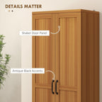 HOMCOM Étagère de rangement pour cuisine, armoire de rangement à 2 portes avec 5 niveaux de rangement et 2 étagères réglables pour salle à manger, 63 pouces