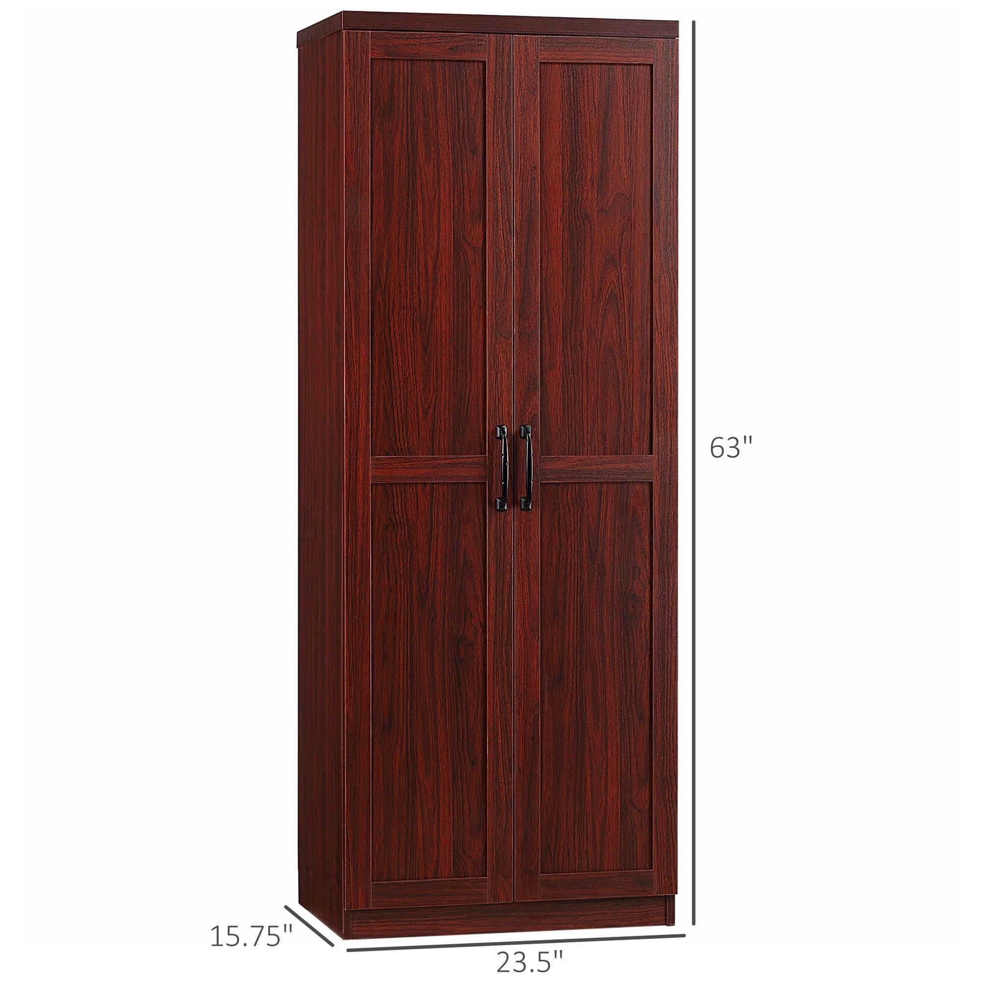 HOMCOM Étagère de rangement pour cuisine, armoire de rangement à 2 portes avec 5 niveaux de rangement et 2 étagères réglables pour salle à manger, 63 pouces