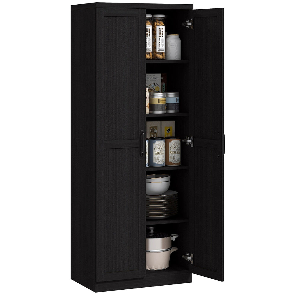 HOMCOM Étagère de rangement pour cuisine, armoire de rangement à 2 portes avec 5 niveaux de rangement et 2 étagères réglables pour salle à manger, 63 pouces