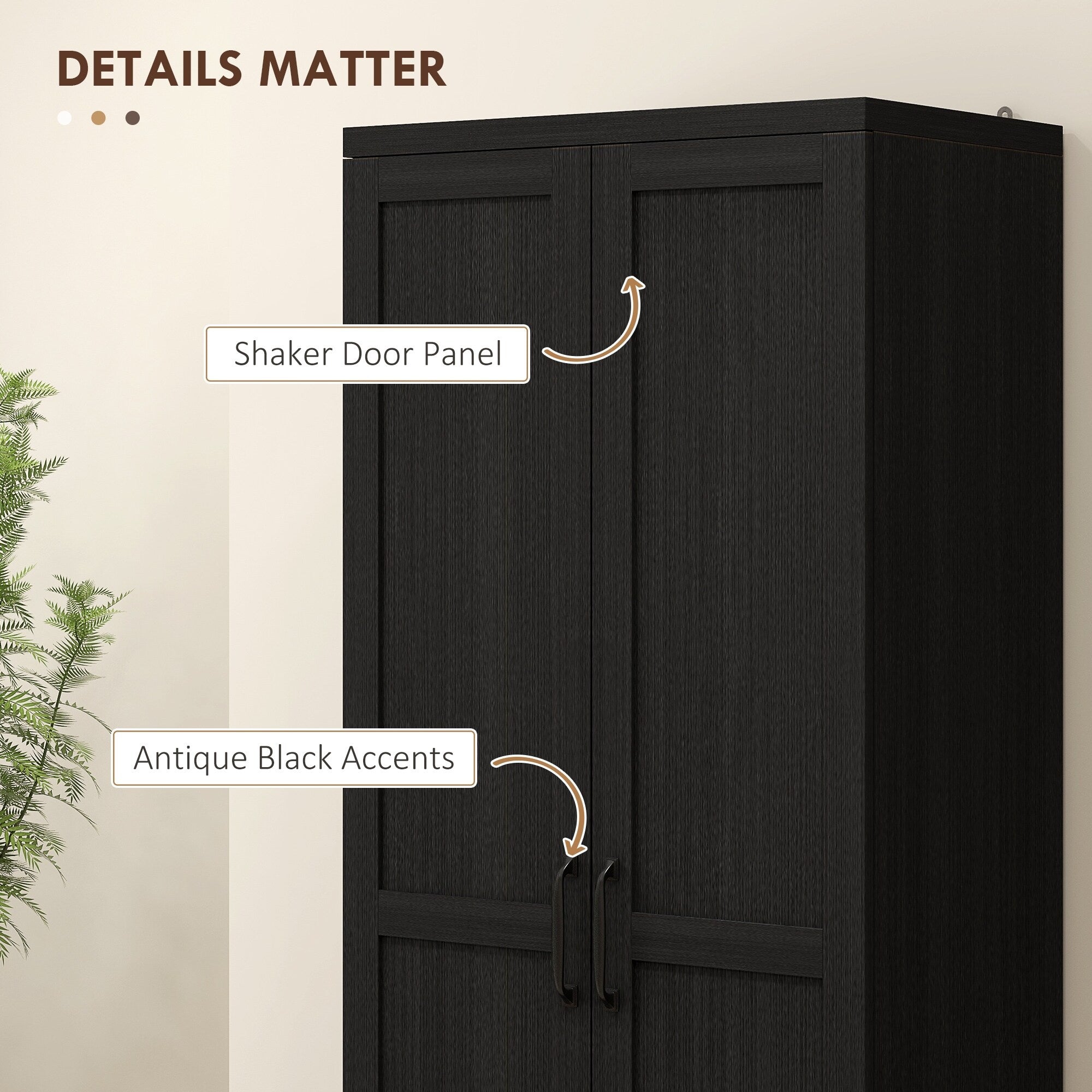 HOMCOM Étagère de rangement pour cuisine, armoire de rangement à 2 portes avec 5 niveaux de rangement et 2 étagères réglables pour salle à manger, 63 pouces