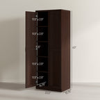 HOMCOM Étagère de rangement pour cuisine, armoire de rangement à 2 portes avec 5 niveaux de rangement et 2 étagères réglables pour salle à manger, 63 pouces