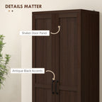 HOMCOM Étagère de rangement pour cuisine, armoire de rangement à 2 portes avec 5 niveaux de rangement et 2 étagères réglables pour salle à manger, 63 pouces