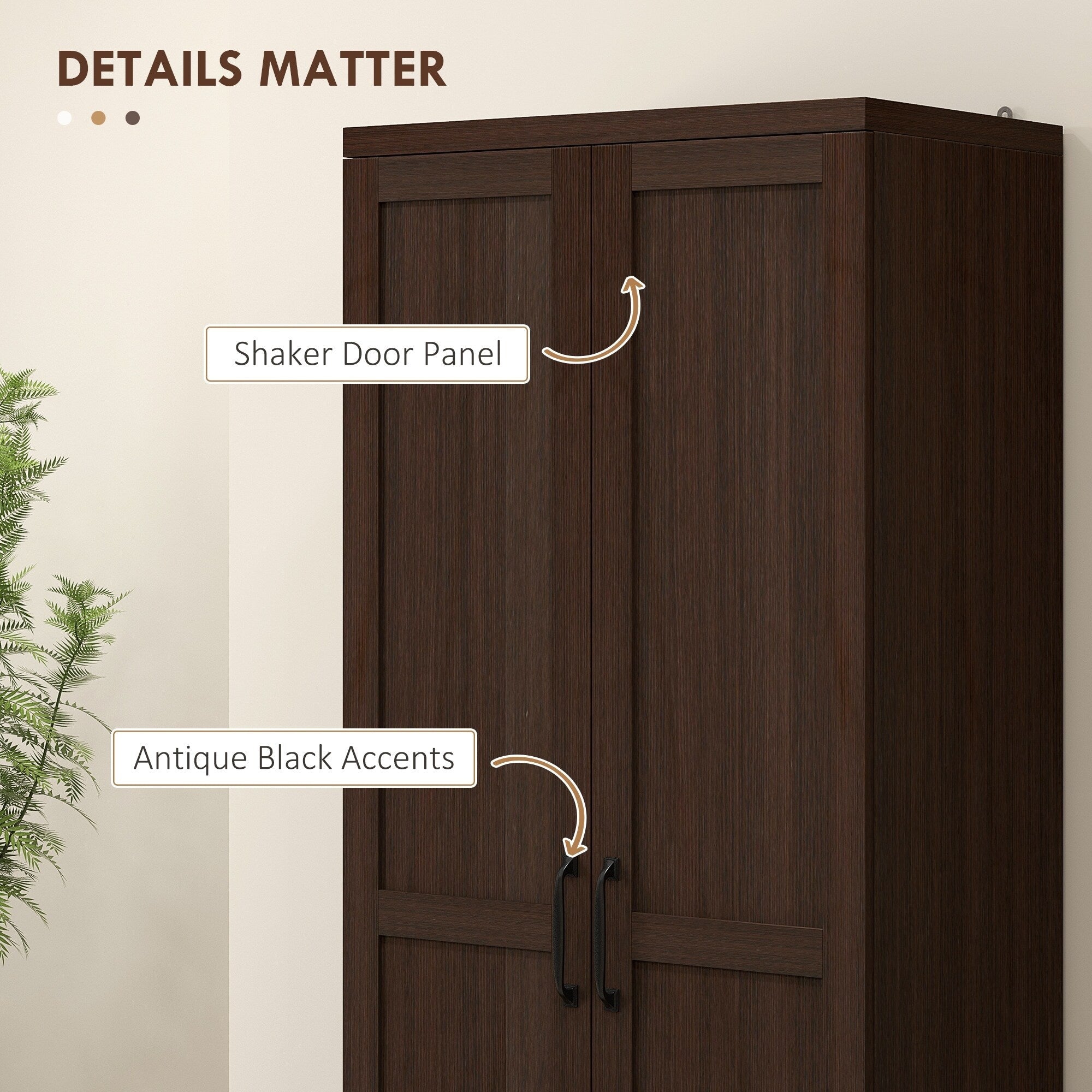 HOMCOM Étagère de rangement pour cuisine, armoire de rangement à 2 portes avec 5 niveaux de rangement et 2 étagères réglables pour salle à manger, 63 pouces