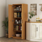 HOMCOM Étagère de rangement pour cuisine, armoire de rangement à 2 portes avec 5 niveaux de rangement et 2 étagères réglables pour salle à manger, 63 pouces