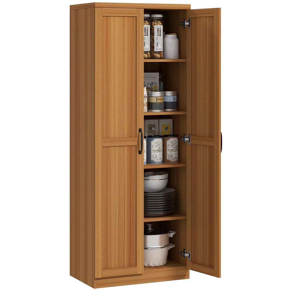 HOMCOM Étagère de rangement pour cuisine, armoire de rangement à 2 portes avec 5 niveaux de rangement et 2 étagères réglables pour salle à manger, 63 pouces