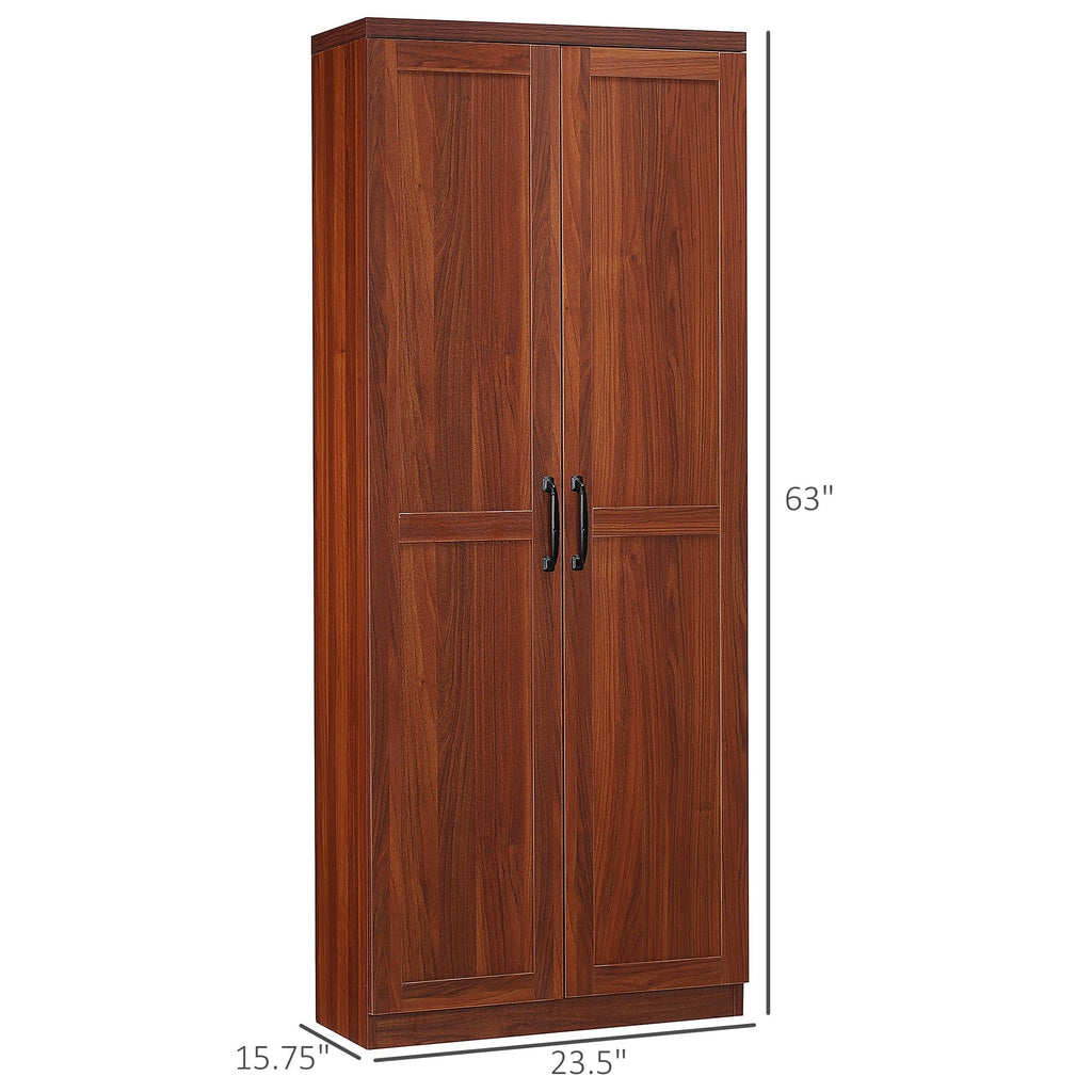 HOMCOM Étagère de rangement pour cuisine, armoire de rangement à 2 portes avec 5 niveaux de rangement et 2 étagères réglables pour salle à manger, 63 pouces