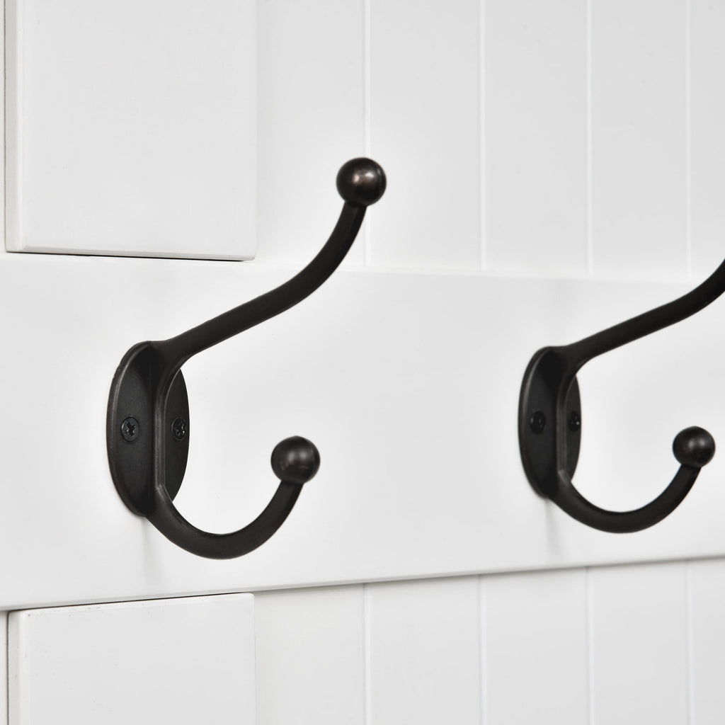 HOMCOM 71 Banc de rangement et porte-manteau 3-en-1 avec 5 crochets doubles en acier et ancrage anti-basculement pour entrée