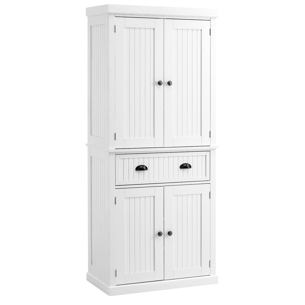 Armoire de rangement de cuisine HOMCOM 72, style traditionnel, avec portes et 3 étagères réglables, blanc