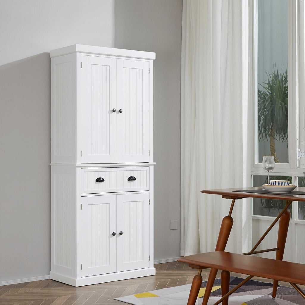 Armoire de rangement de cuisine HOMCOM 72, style traditionnel, avec portes et 3 étagères réglables, blanc