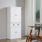 Armoire de rangement de cuisine HOMCOM 72, style traditionnel, avec portes et 3 étagères réglables, blanc
