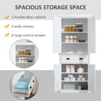 Armoire de rangement de cuisine HOMCOM 72, style traditionnel, avec portes et 3 étagères réglables, blanc