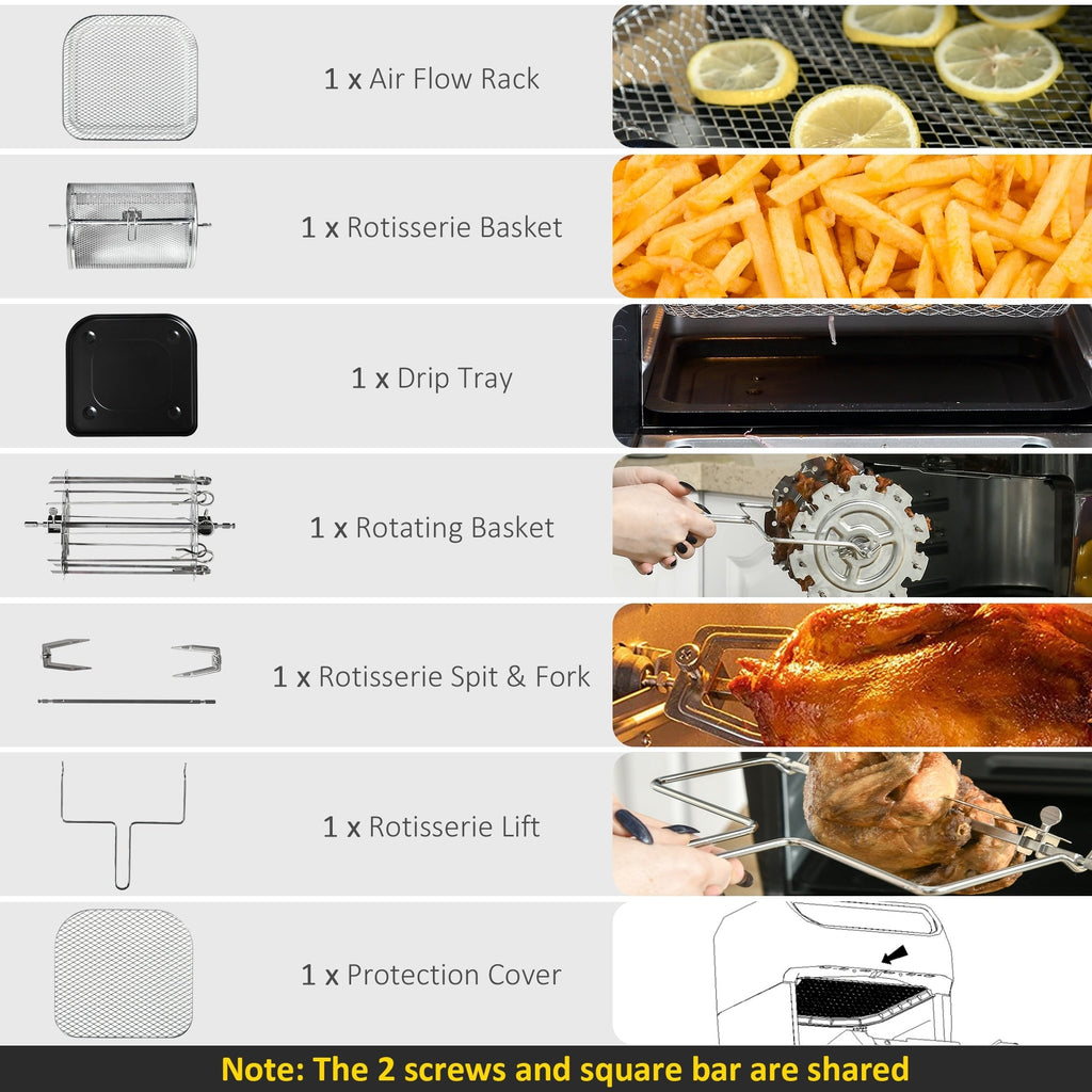 Friteuse à air chaud HOMCOM, grand modèle, pour toute la famille, four de cuisine sur plan de travail, cadeau - 12,5 x 13,25 x 14,5