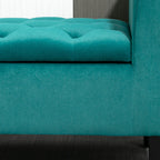 HOMCOM Tabouret Ottoman de Rangement à Boutons Capitonnés, Banc de Lit Tapissé avec Accoudoirs Rouglissés pour Chambre à Coucher, Salon ou Couloir