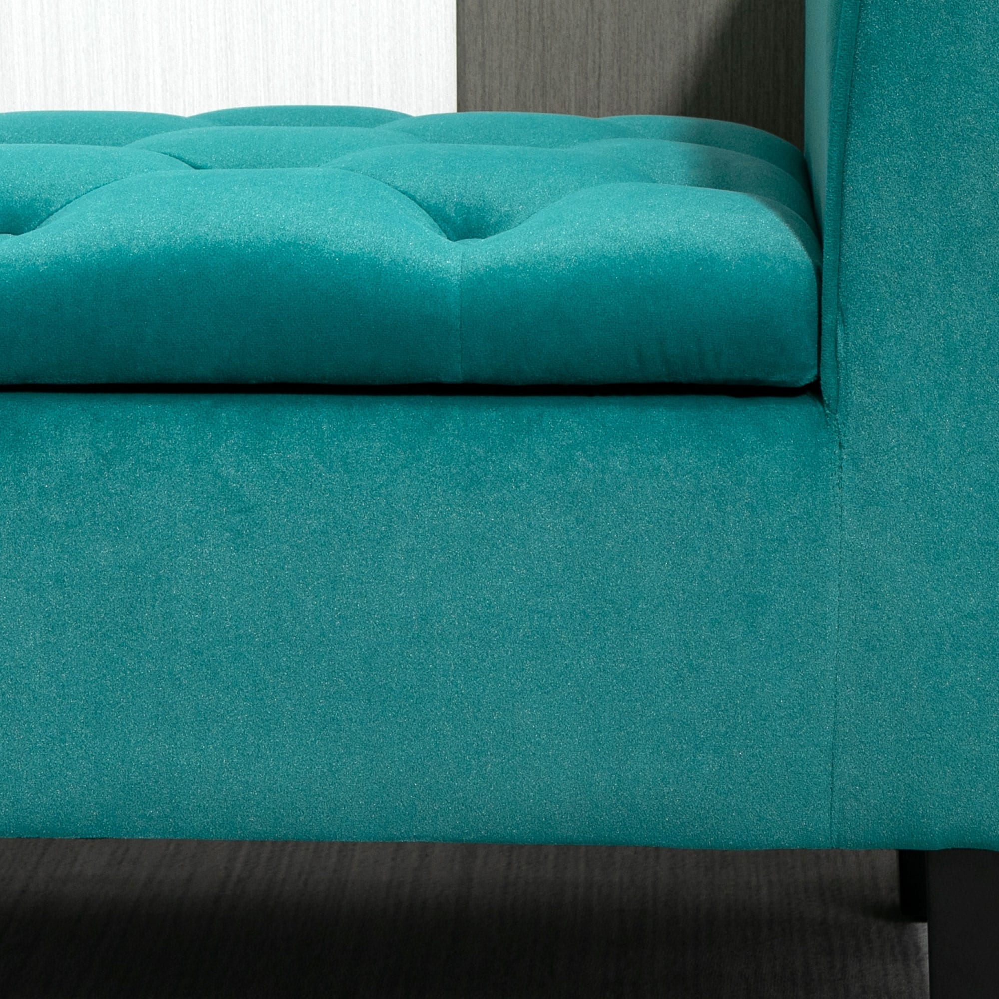 HOMCOM Tabouret Ottoman de Rangement à Boutons Capitonnés, Banc de Lit Tapissé avec Accoudoirs Rouglissés pour Chambre à Coucher, Salon ou Couloir