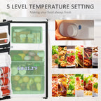 Mini réfrigérateur HOMCOM à double porte avec congélateur, réfrigérateur compact de 3,2 pieds cubes avec étagère réglable, thermostat réglable