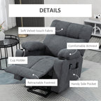 Fauteuil releveur électrique HOMCOM pour personnes âgées, fauteuil inclinable surdimensionné pour salon avec télécommande