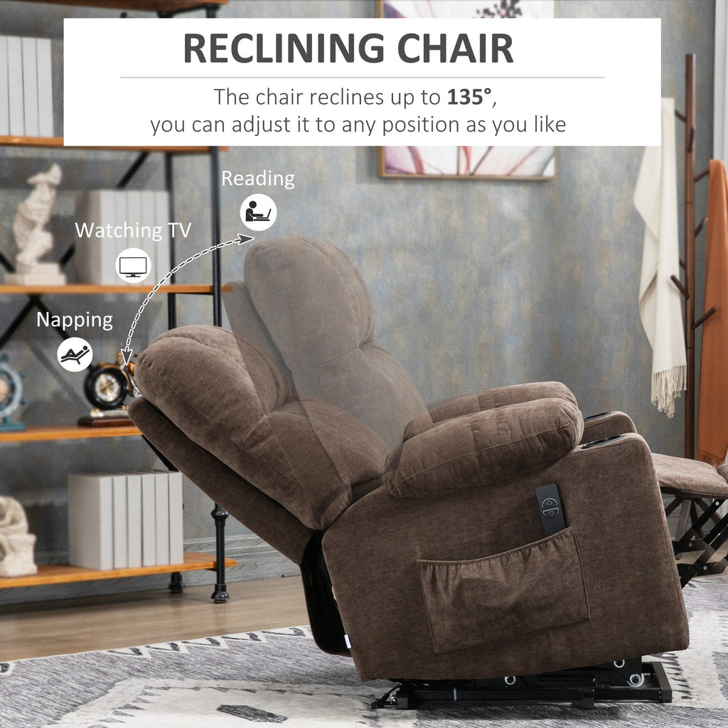 Fauteuil releveur électrique HOMCOM pour personnes âgées, fauteuil inclinable surdimensionné pour salon avec télécommande