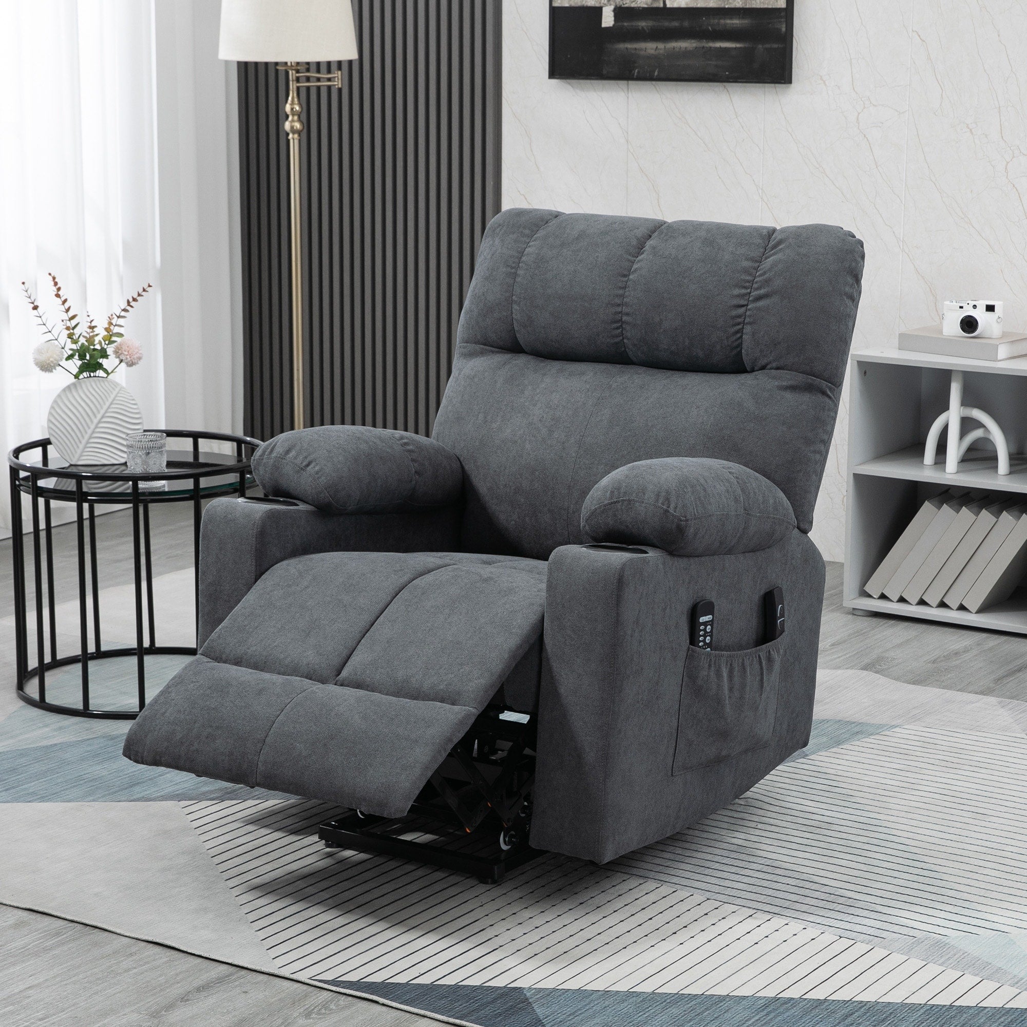 Fauteuil releveur électrique HOMCOM pour personnes âgées, fauteuil inclinable surdimensionné pour salon avec télécommande