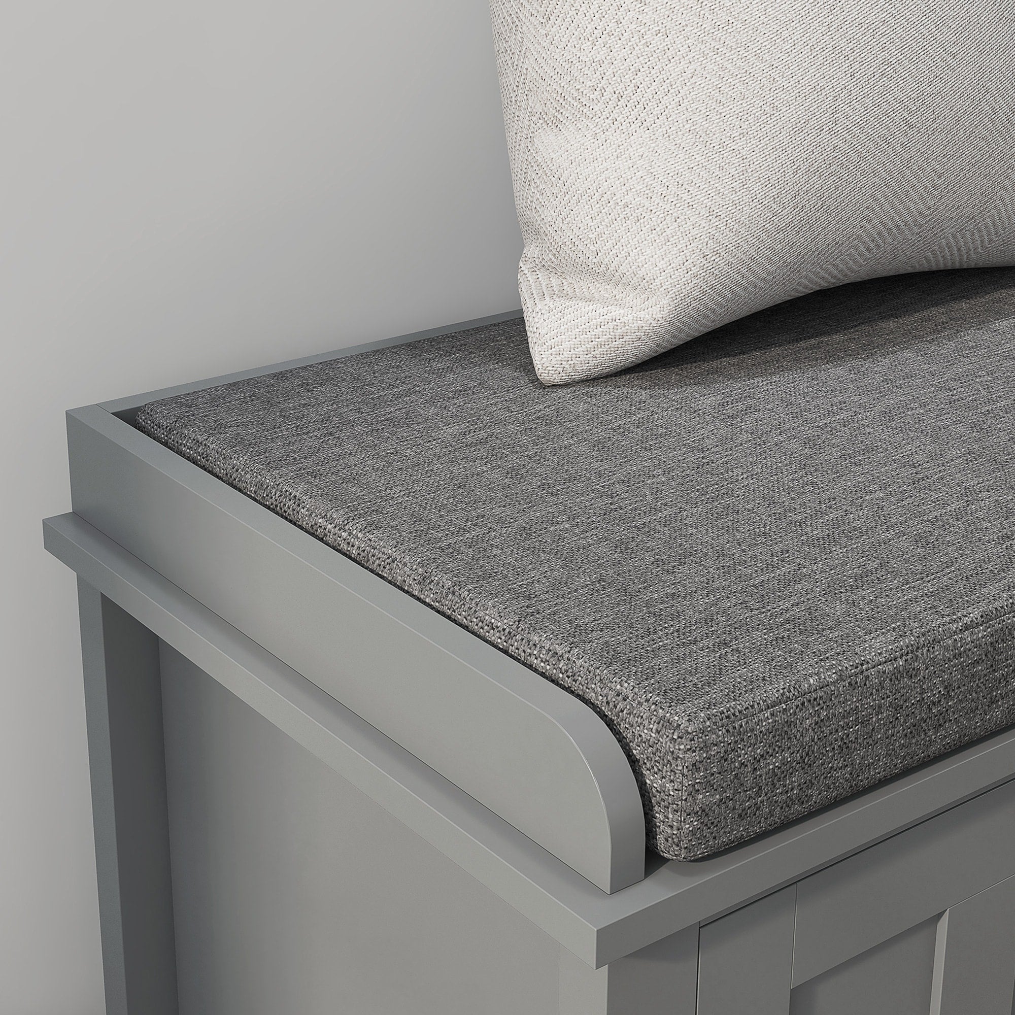 HOMCOM Banc à chaussures d'entrée avec rangement, ottomane, étagères réglables, 6 compartiments et assise rembourrée, blanc/gris