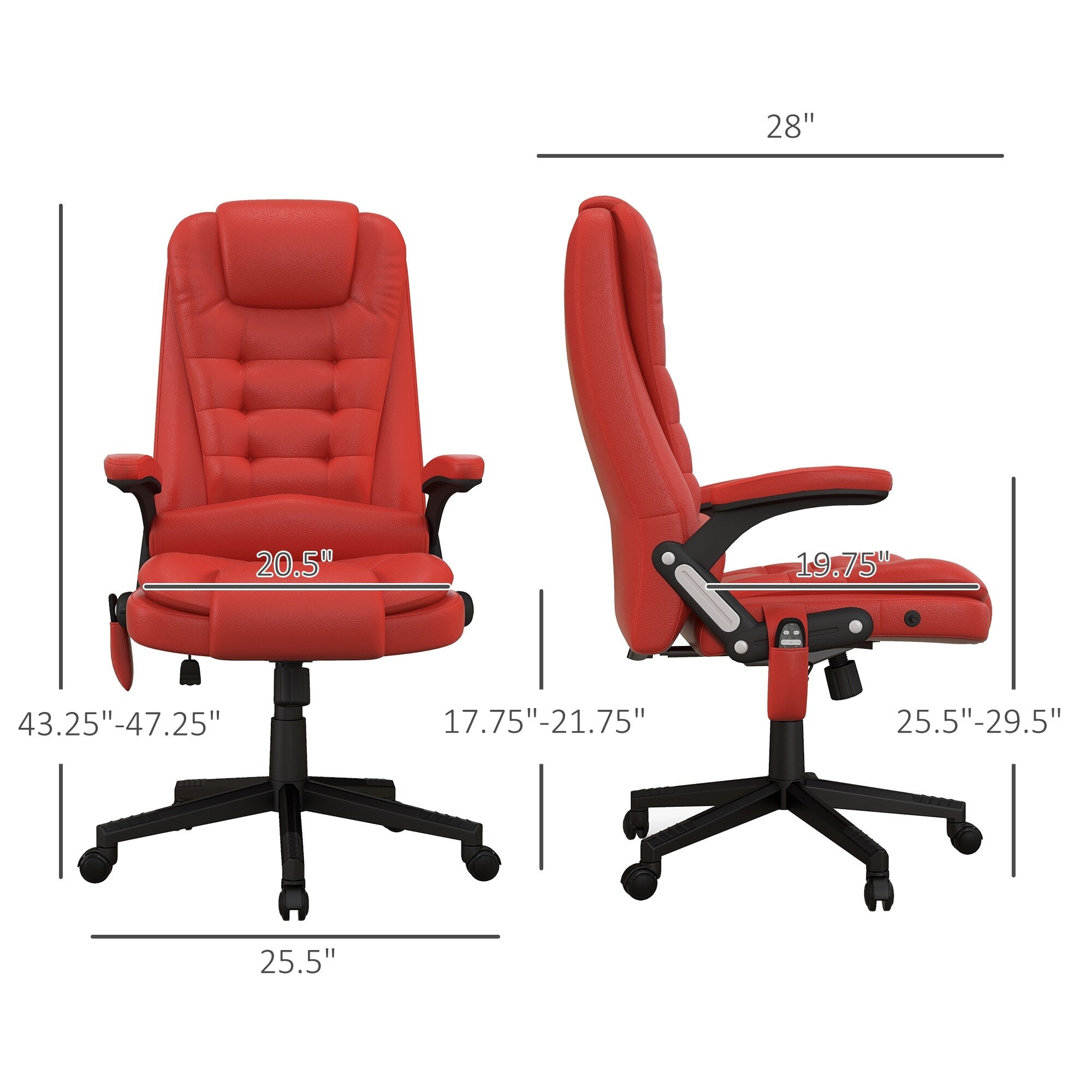 Fauteuil de bureau massant à dossier haut HOMCOM avec 6 points de vibration, beige