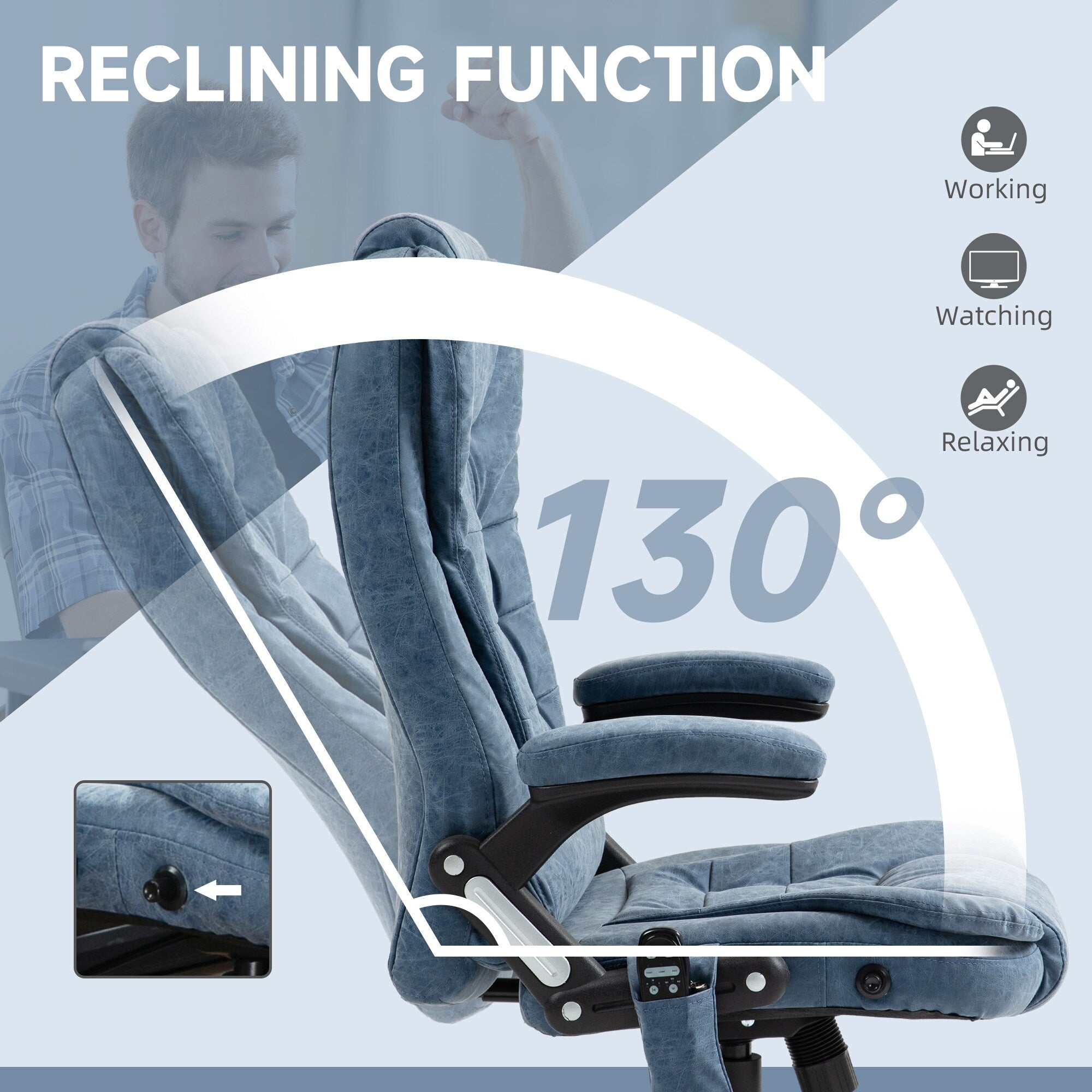 Fauteuil de bureau massant à dossier haut HOMCOM avec 6 points de vibration, beige