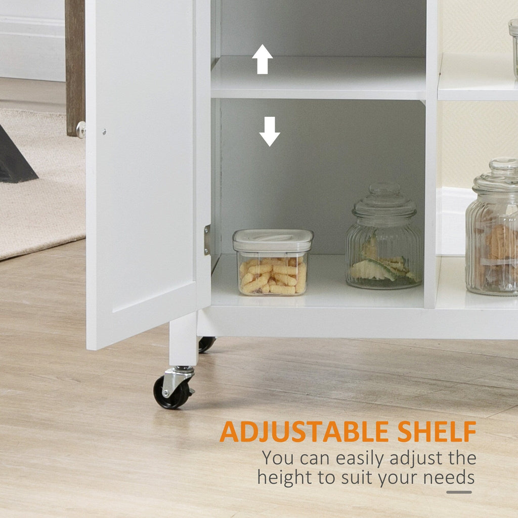 Chariot de cuisine HOMCOM, chariot utilitaire à roulettes avec plateau en bois, étagère ouverte et tiroir de rangement pour salle à manger, cuisine