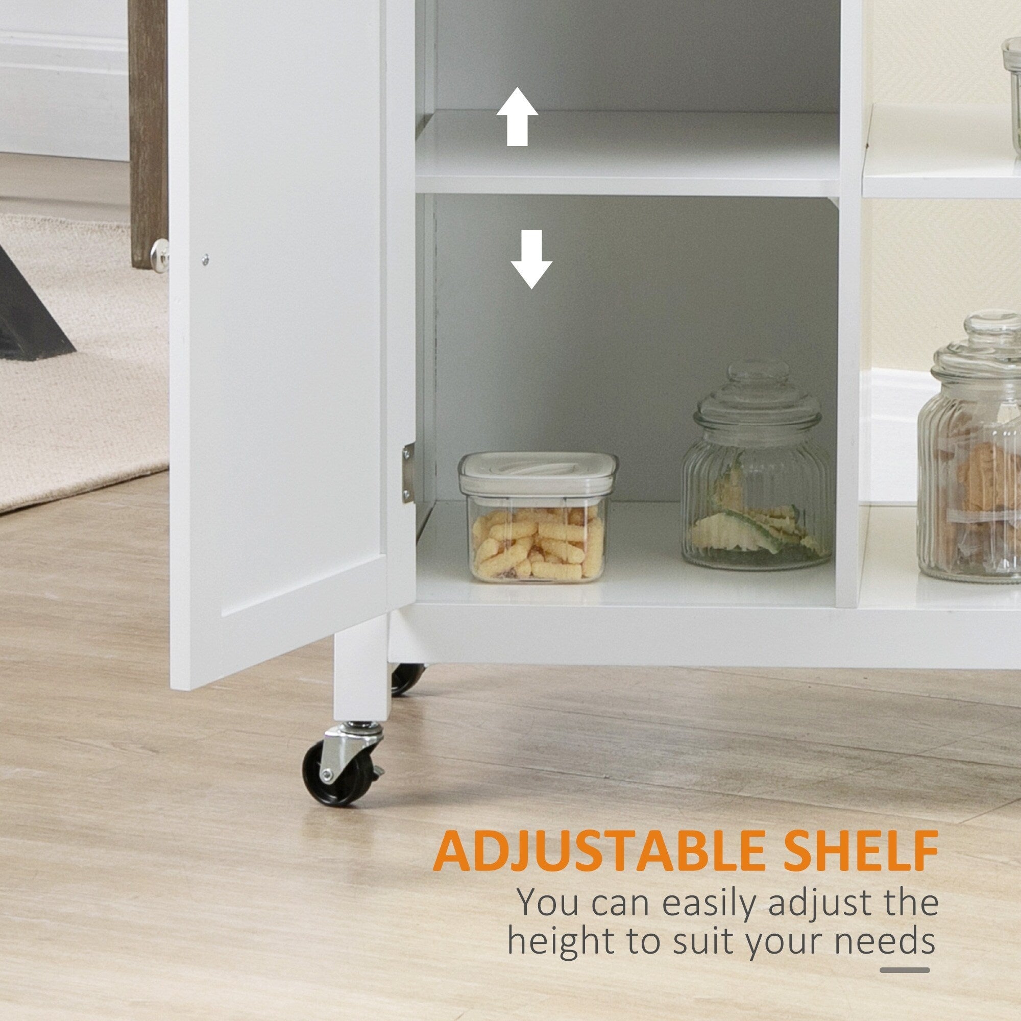 Chariot de cuisine HOMCOM, chariot utilitaire à roulettes avec plateau en bois, étagère ouverte et tiroir de rangement pour salle à manger, cuisine