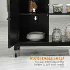 Chariot de cuisine HOMCOM, chariot utilitaire à roulettes avec plateau en bois, étagère ouverte et tiroir de rangement pour salle à manger, cuisine