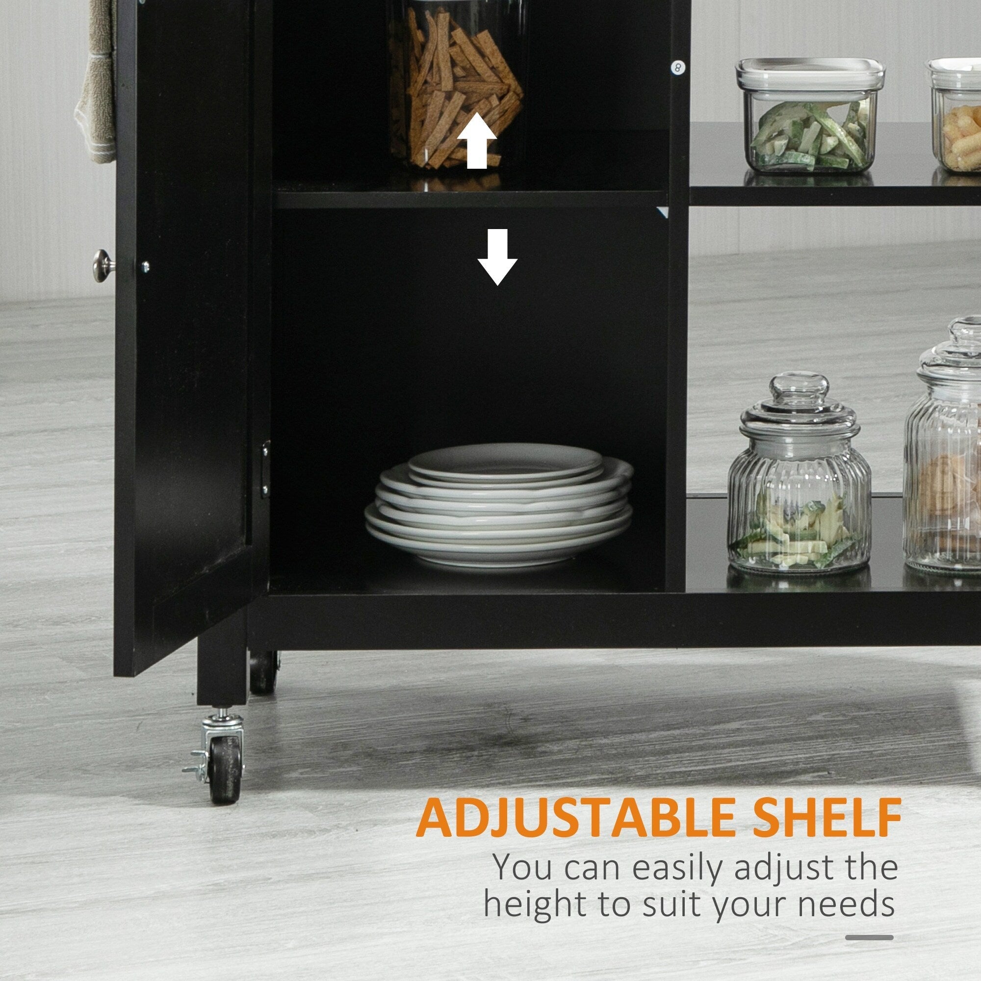 Chariot de cuisine HOMCOM, chariot utilitaire à roulettes avec plateau en bois, étagère ouverte et tiroir de rangement pour salle à manger, cuisine