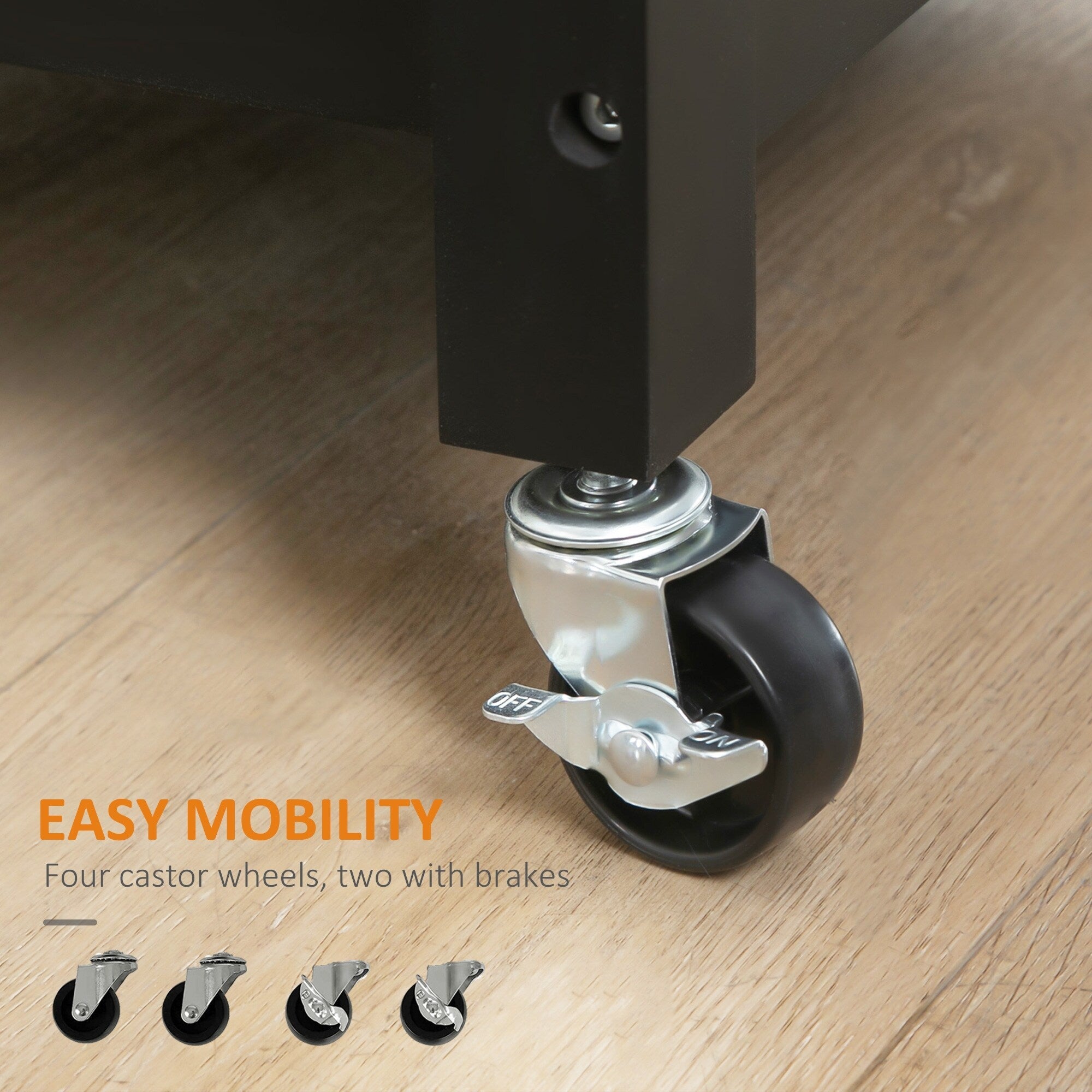 Chariot de cuisine HOMCOM, chariot utilitaire à roulettes avec plateau en bois, étagère ouverte et tiroir de rangement pour salle à manger, cuisine