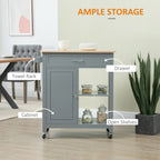 Chariot de cuisine HOMCOM, chariot utilitaire à roulettes avec plateau en bois, étagère ouverte et tiroir de rangement pour salle à manger, cuisine