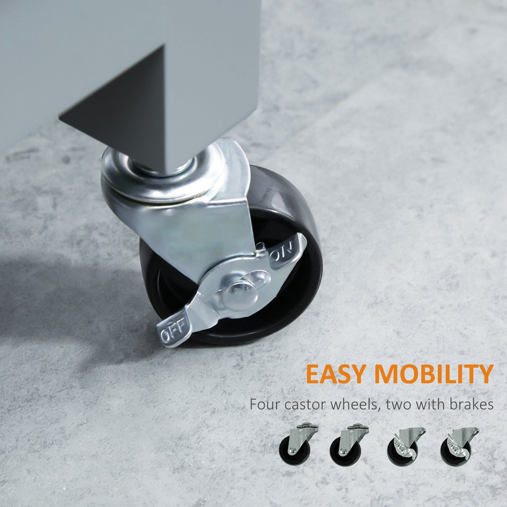 Chariot de cuisine HOMCOM, chariot utilitaire à roulettes avec plateau en bois, étagère ouverte et tiroir de rangement pour salle à manger, cuisine