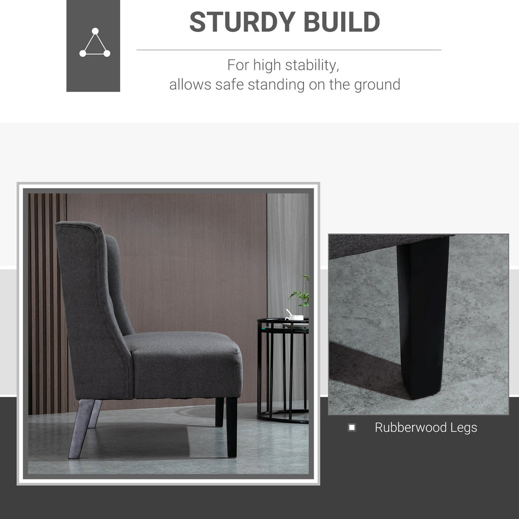 Canapé deux places HOMCOM en lin capitonné, sans accoudoirs, avec pieds en bois - 73 x 110 x 93 cm