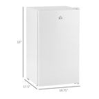 Mini réfrigérateur HOMCOM 3.2 pi³ avec congélateur, réfrigérateur compact à porte simple avec thermostat réglable pour chambre à coucher
