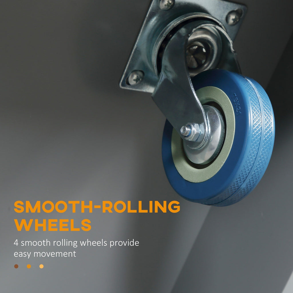 Îlot roulant de cuisine HOMCOM avec rangement, chariot de cuisine portable avec plateau en acier inoxydable, gris - N/A