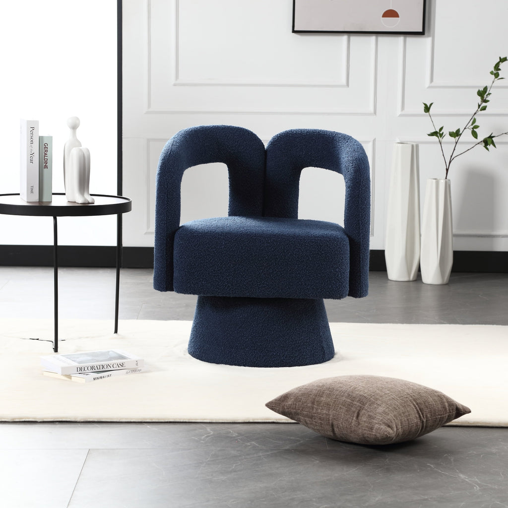 Fauteuils d'appoint HOMEFUN en tissu bouclé, pivotants à 360 degrés, style tonneau confortable