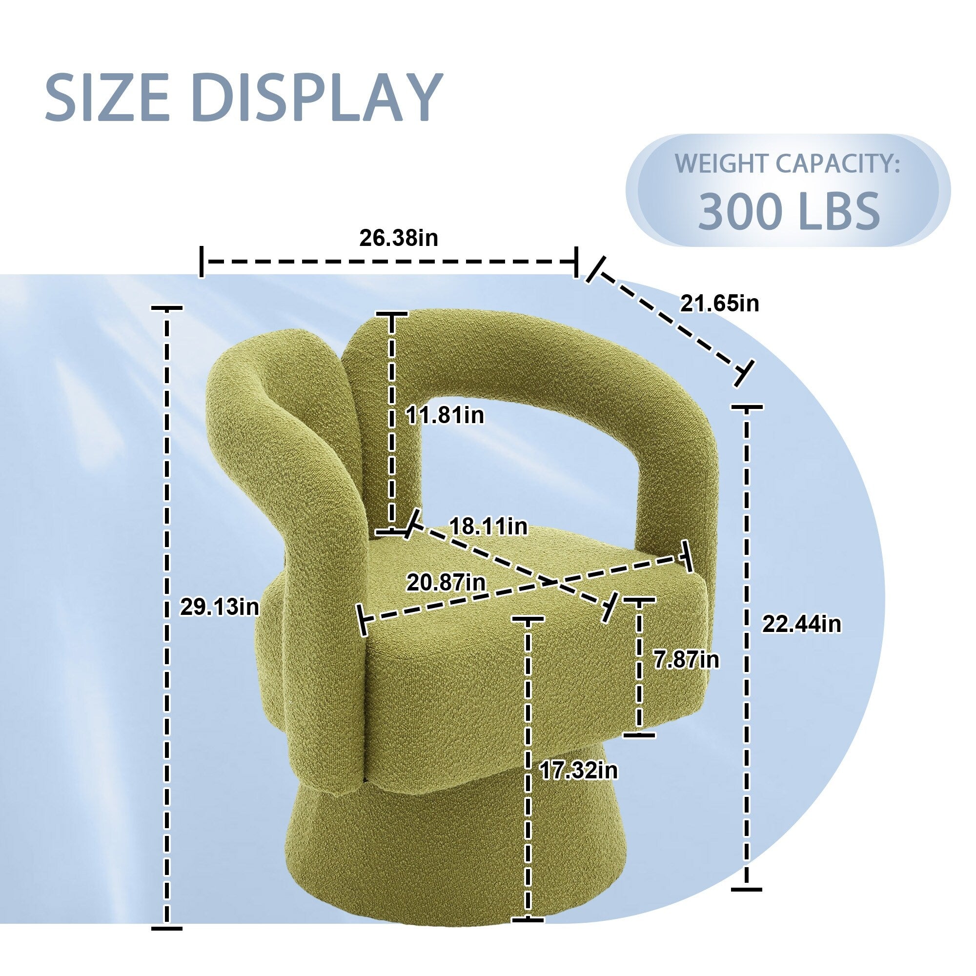 Fauteuils d'appoint HOMEFUN en tissu bouclé, pivotants à 360 degrés, style tonneau confortable