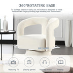 Fauteuils d'appoint HOMEFUN en tissu bouclé, pivotants à 360 degrés, style tonneau confortable