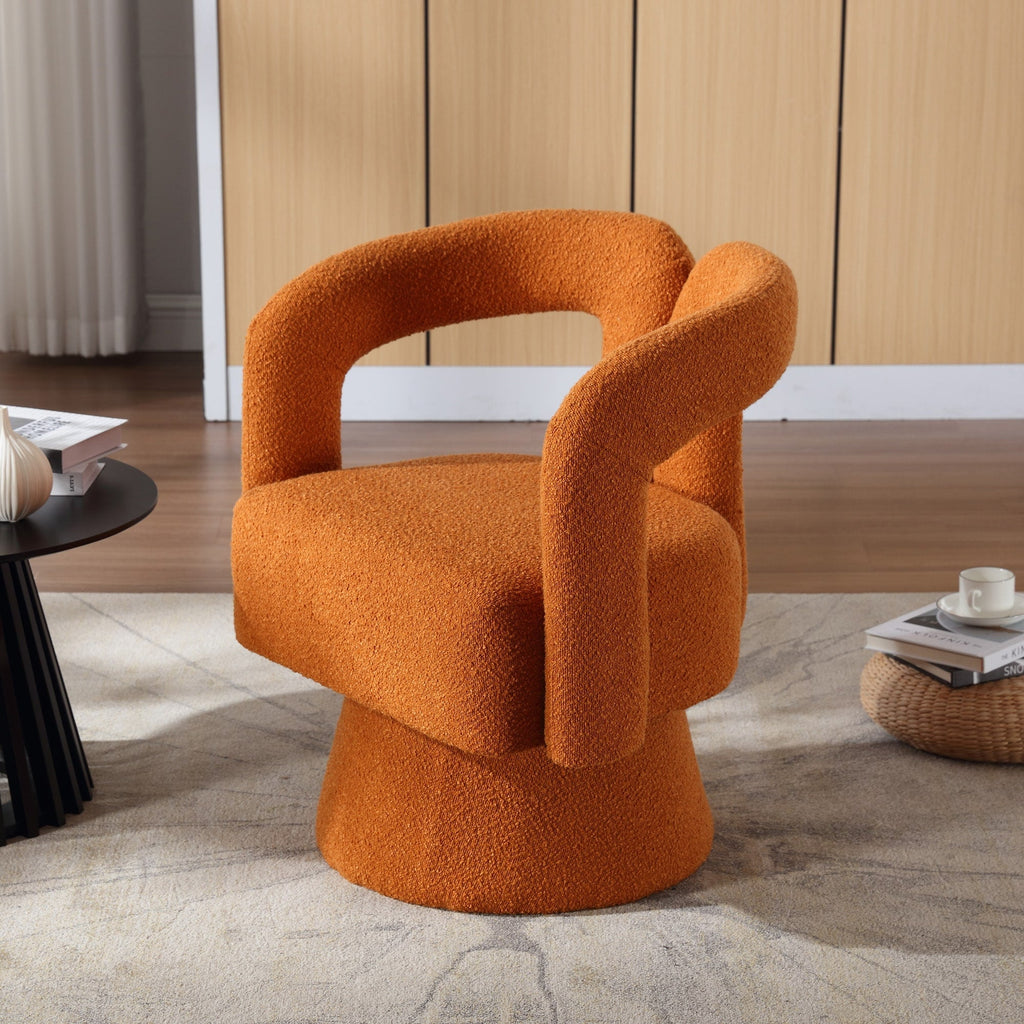Fauteuils d'appoint HOMEFUN en tissu bouclé, pivotants à 360 degrés, style tonneau confortable