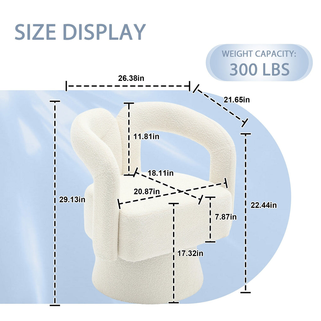 Fauteuils d'appoint HOMEFUN en tissu bouclé, pivotants à 360 degrés, style tonneau confortable