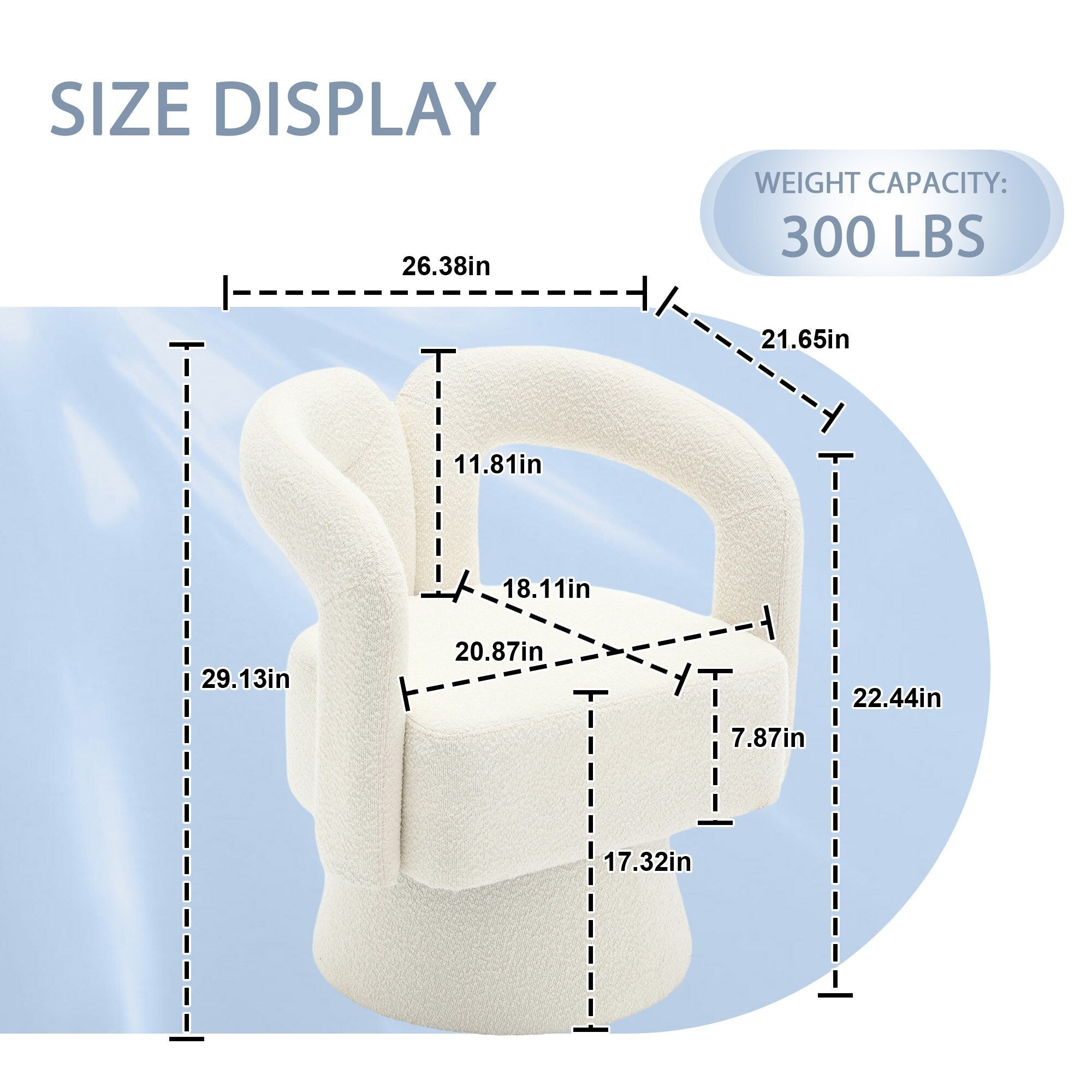 Fauteuils d'appoint HOMEFUN en tissu bouclé, pivotants à 360 degrés, style tonneau confortable