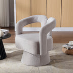 Fauteuils d'appoint HOMEFUN en tissu bouclé, pivotants à 360 degrés, style tonneau confortable