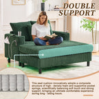 Canapé-lit inclinable surdimensionné HOMEFUN en velours côtelé avec éclairage LED RGB, porte-gobelet, port USB et 3 coussins