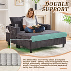 Canapé-lit inclinable surdimensionné HOMEFUN en velours côtelé avec éclairage LED RGB, porte-gobelet, port USB et 3 coussins