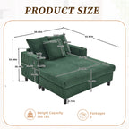 Canapé-lit inclinable surdimensionné HOMEFUN en velours côtelé avec éclairage LED RGB, porte-gobelet, port USB et 3 coussins