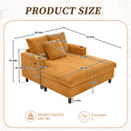 Canapé-lit inclinable surdimensionné HOMEFUN en velours côtelé avec éclairage LED RGB, porte-gobelet, port USB et 3 coussins