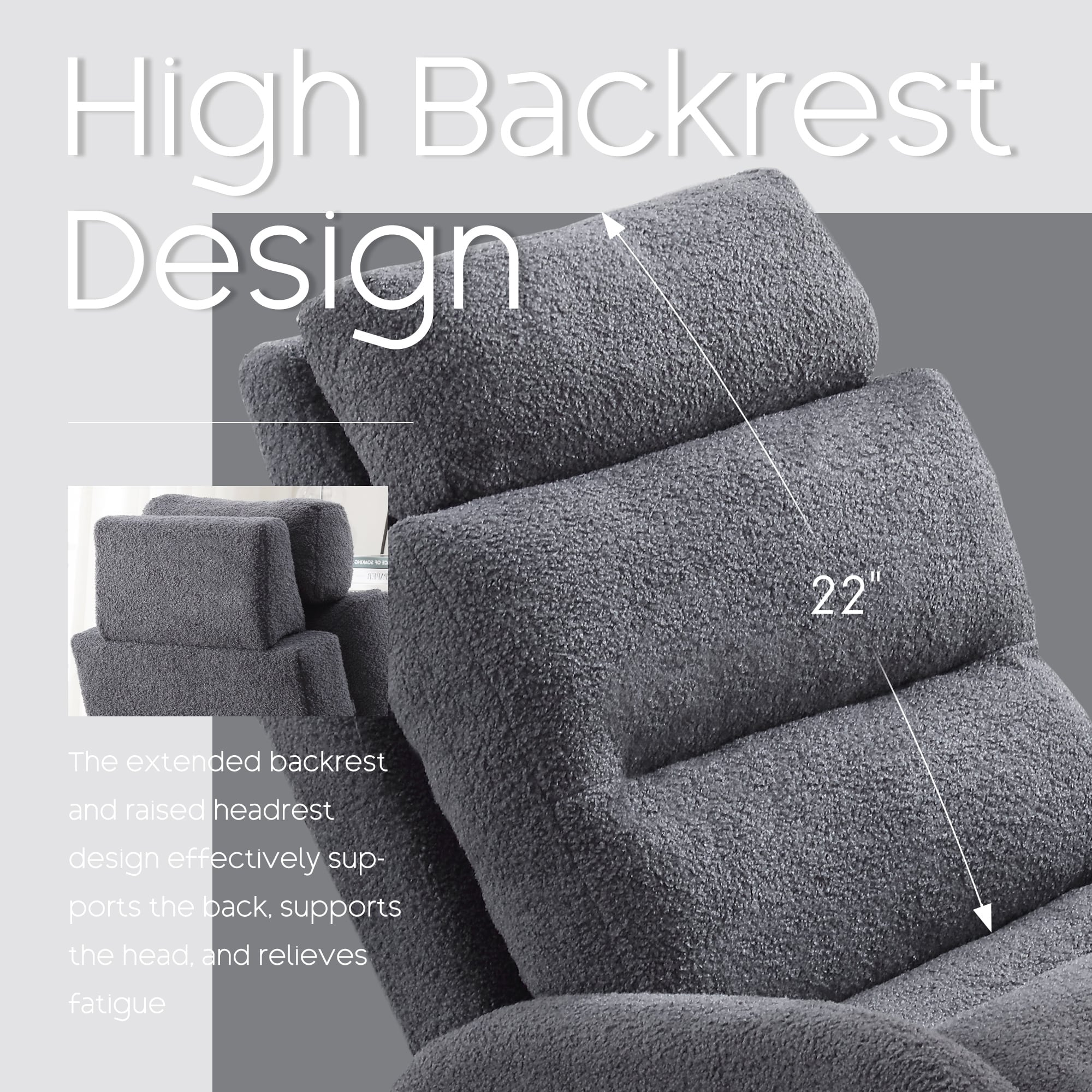 HOMYKA Fauteuil d'appoint avec dossier réglable et rangement intégré dans le repose-pieds