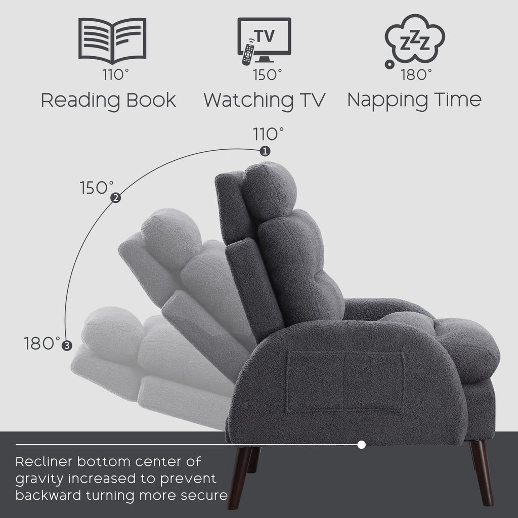 HOMYKA Fauteuil d'appoint avec dossier réglable et rangement intégré dans le repose-pieds