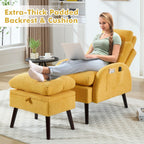 HOMYKA Fauteuil d'appoint avec dossier réglable et rangement intégré dans le repose-pieds